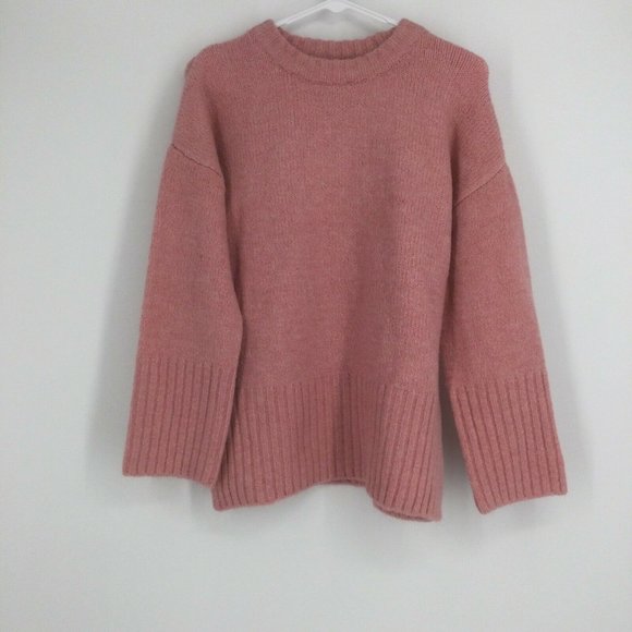 Topshop Pink Sweater Size 0-2 Deep Hem Crewneck Super Soft Side Slit New NWT - Picture 2 of 10